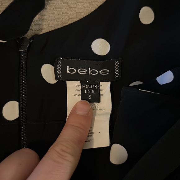 Bebe, size small, black and white polkadot dress. - Picture 2 of 2
